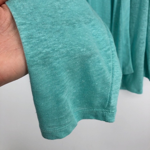 J Jill Womens Love Linen Cardigan Size XL Aqua Blue Longline Open Front Classic - Picture 3 of 9